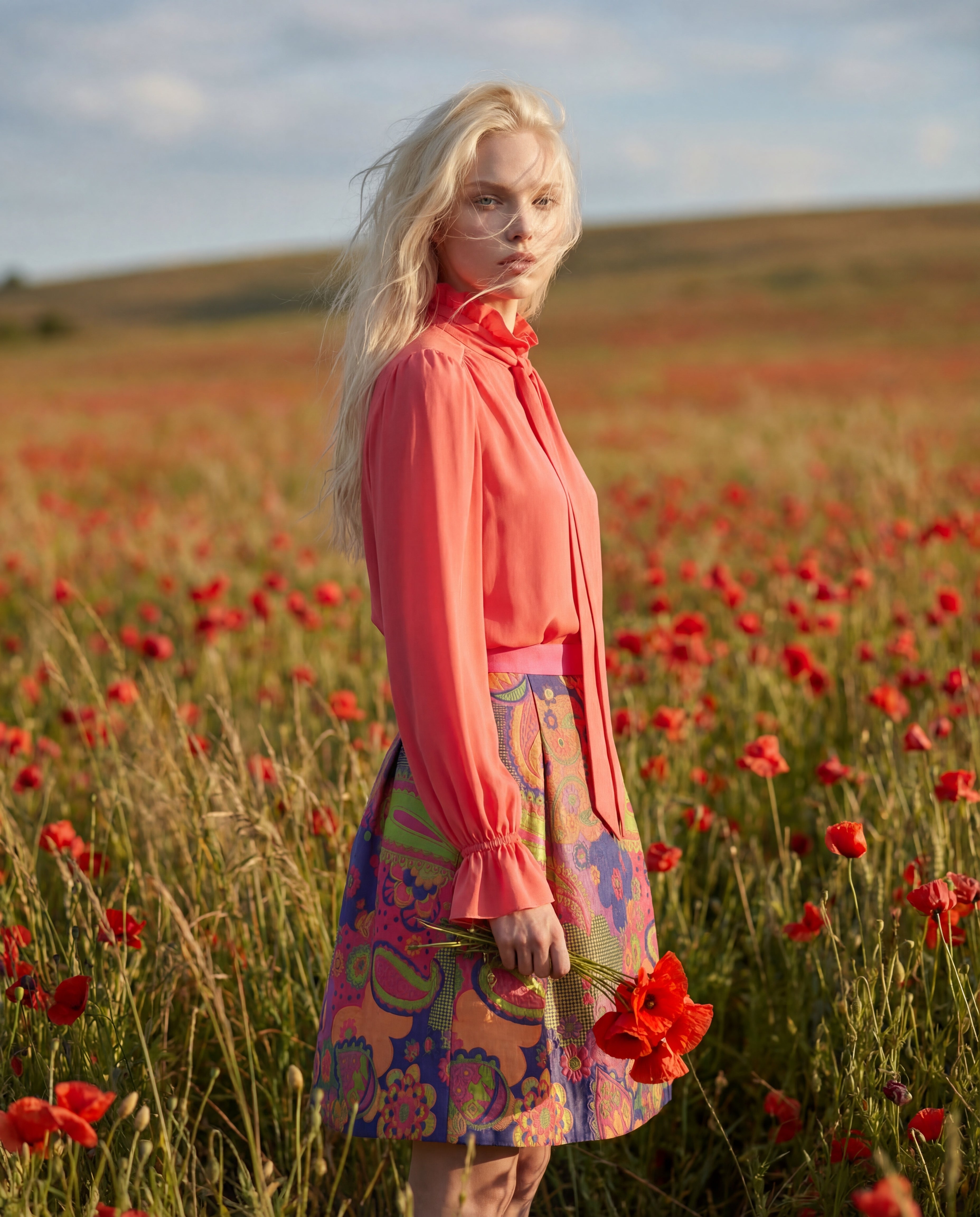Avelin Blouse - Coral Red