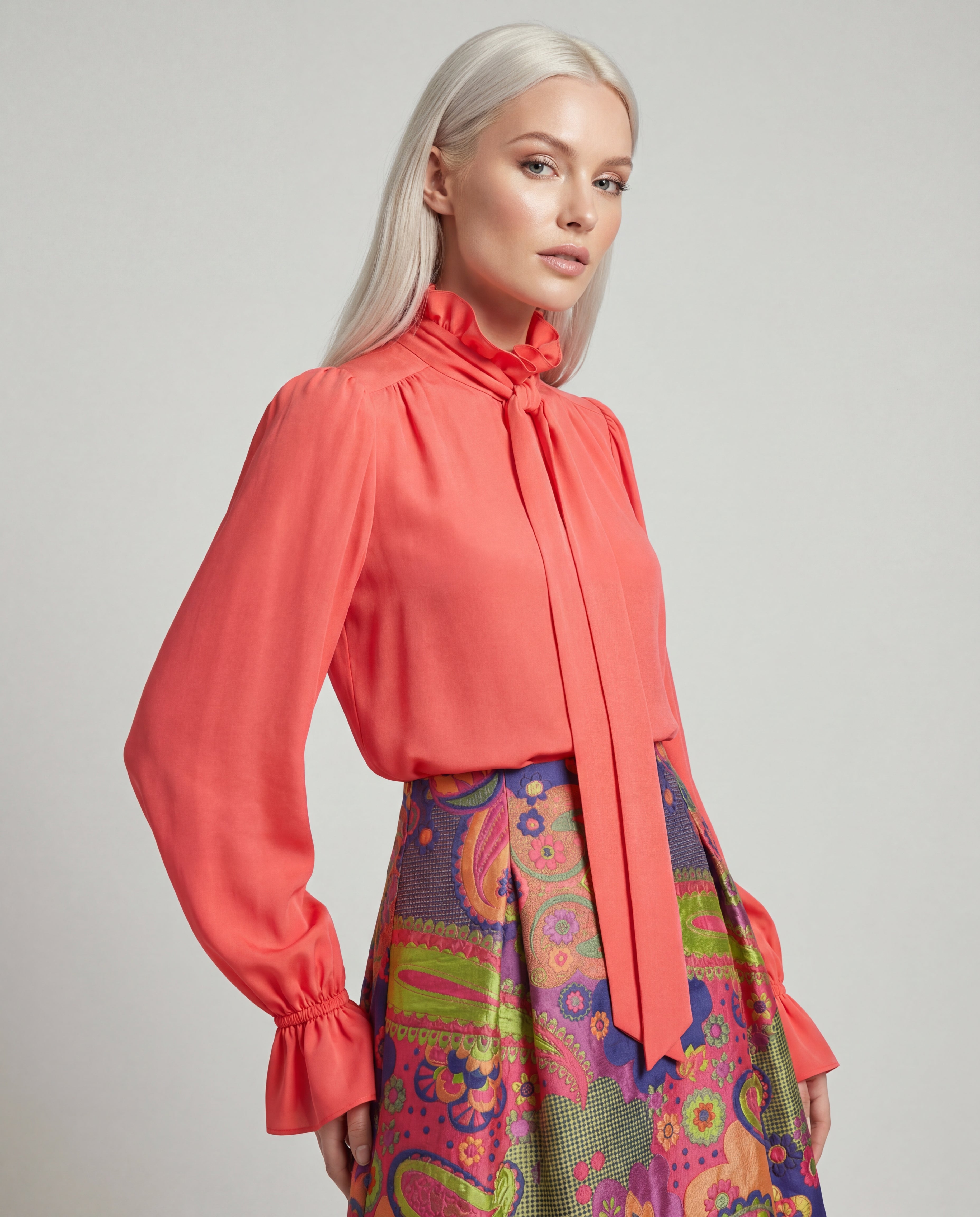 Avelin Blouse - Coral Red