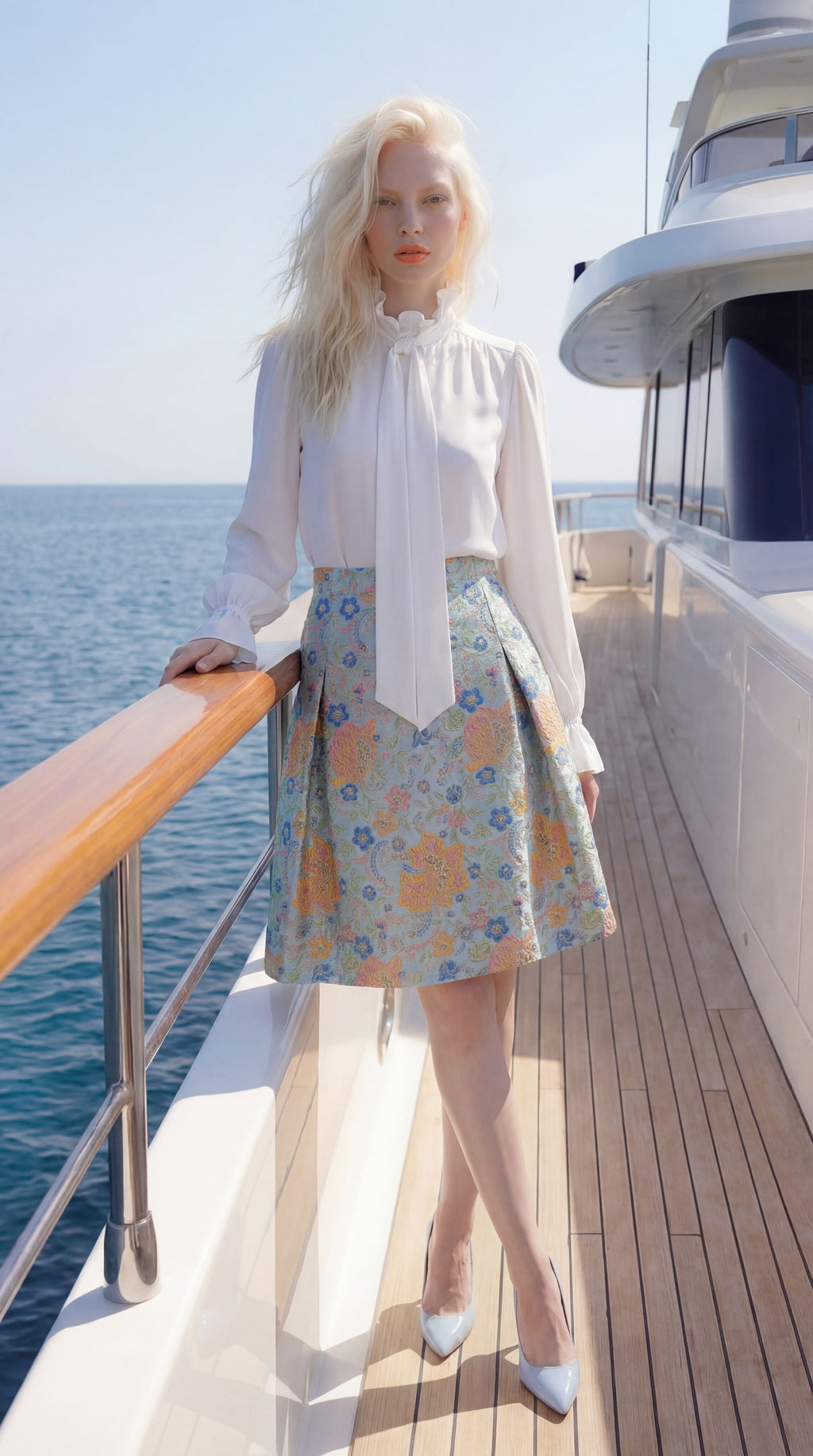 Riviera Garden Skirt - Sky Blue / Multicolor
