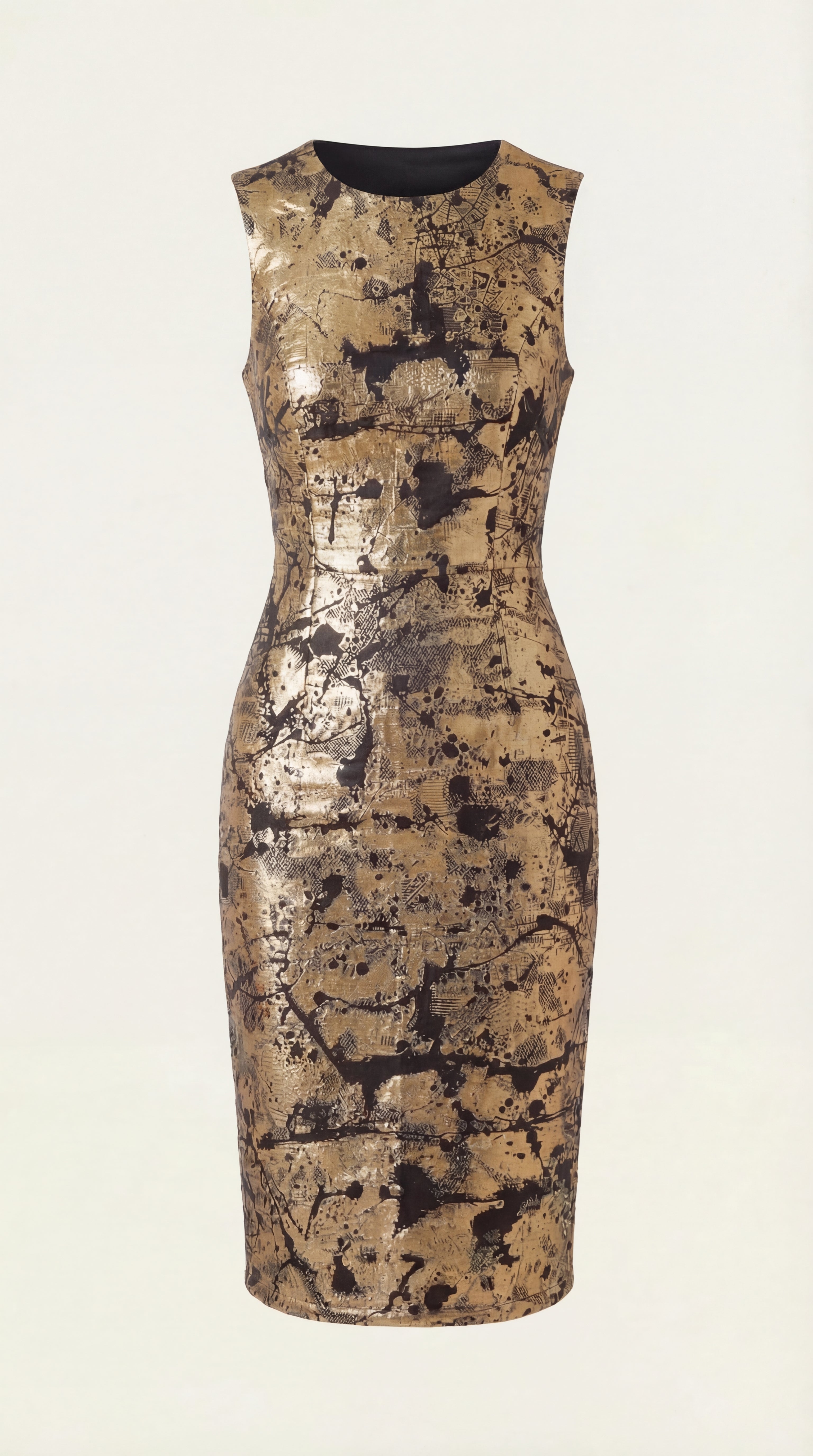 Sculpted Gold Cocktail Dress