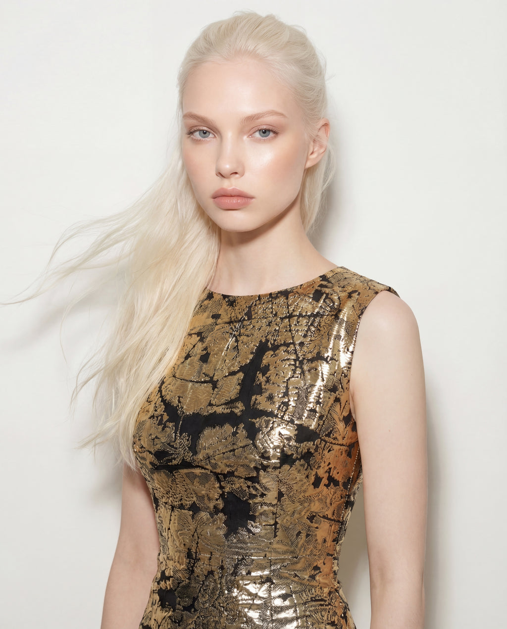 Sculpted Gold Cocktail Dress