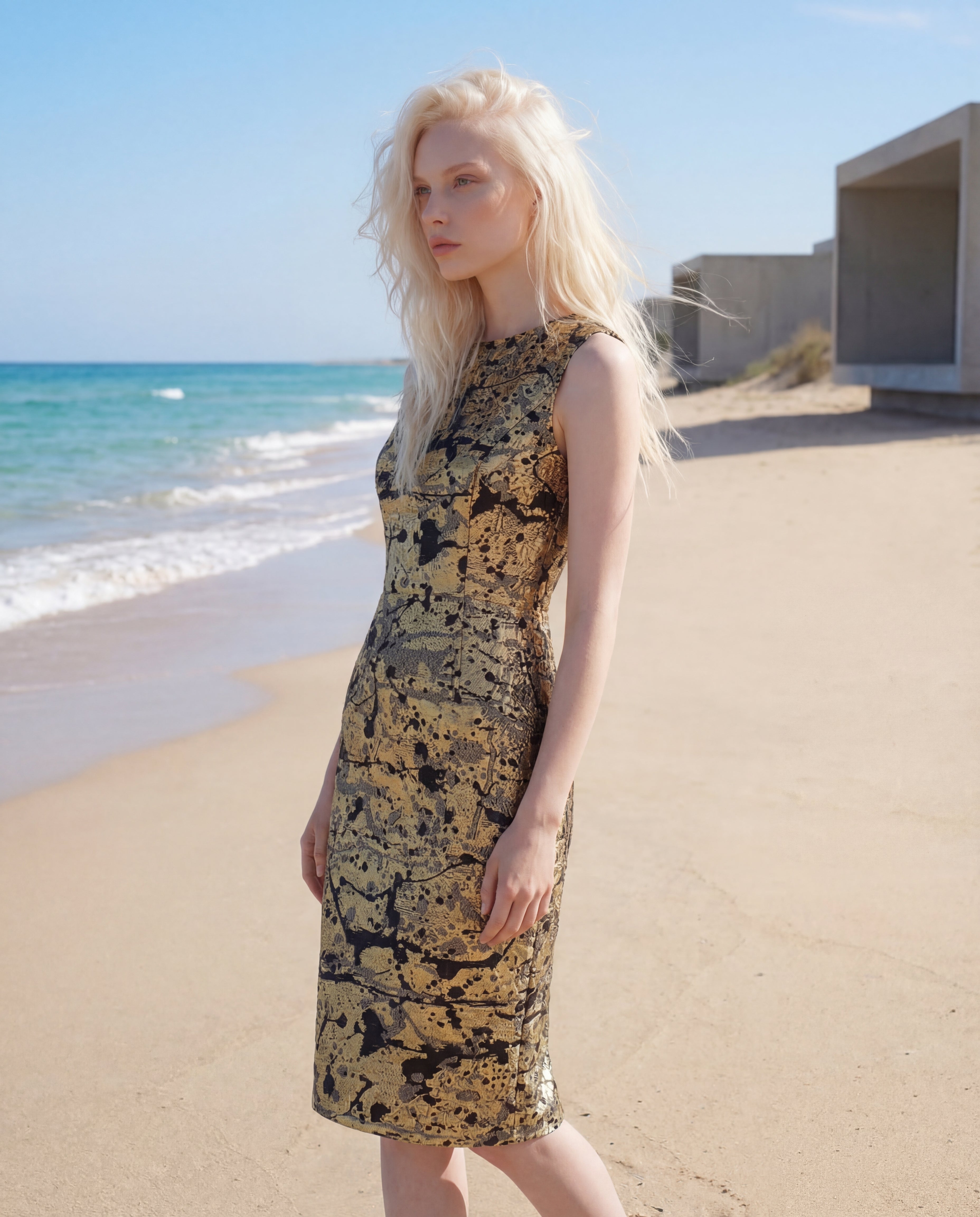 Sculpted Gold Cocktail Dress