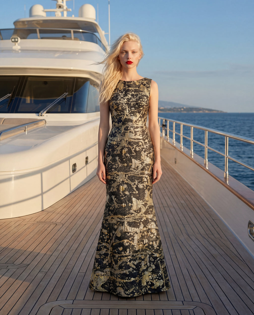 Noir Opulence Godet Dress