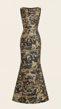 Noir Opulence Godet Dress