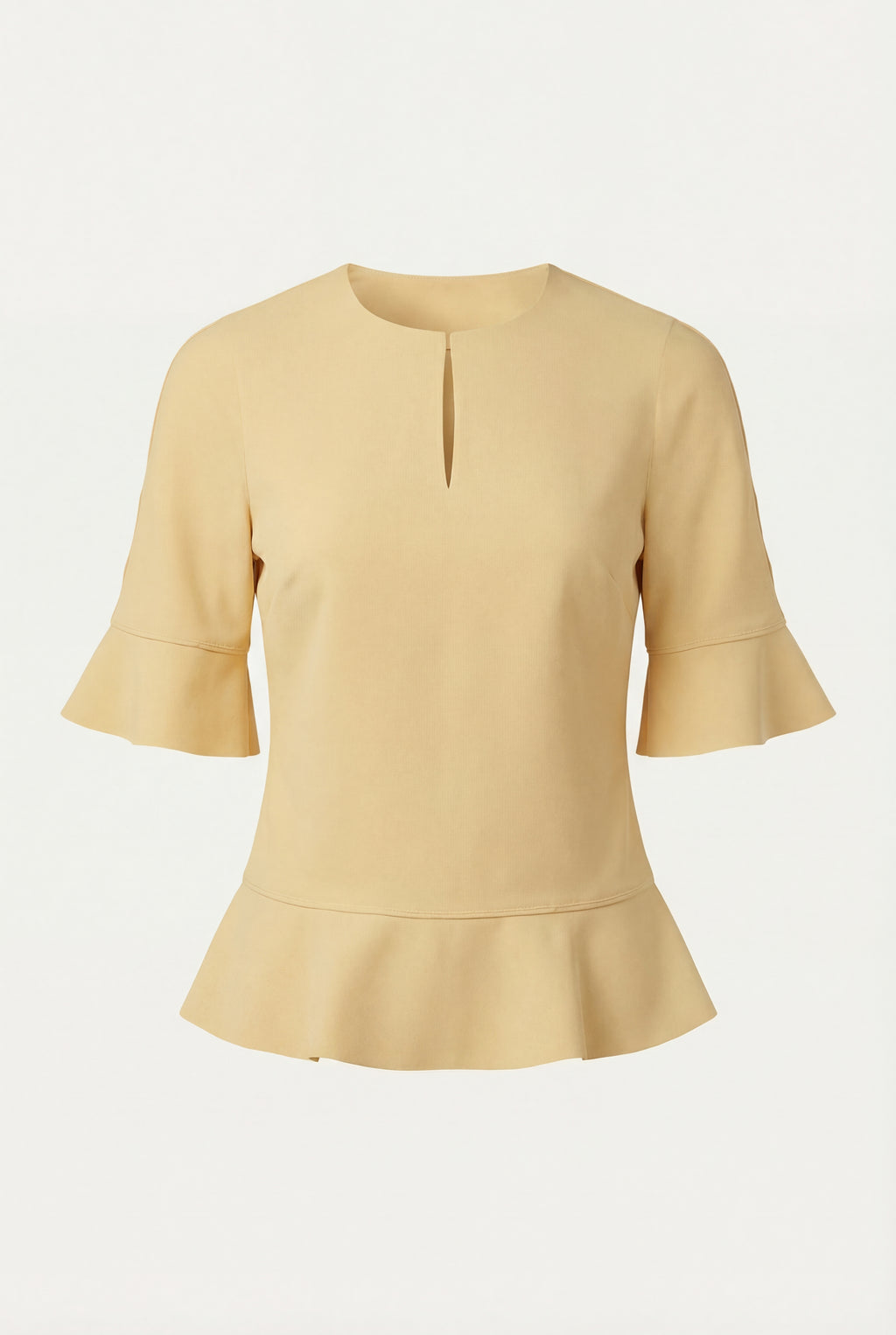 Laser-Cut Volant Blouse - Honey Sand