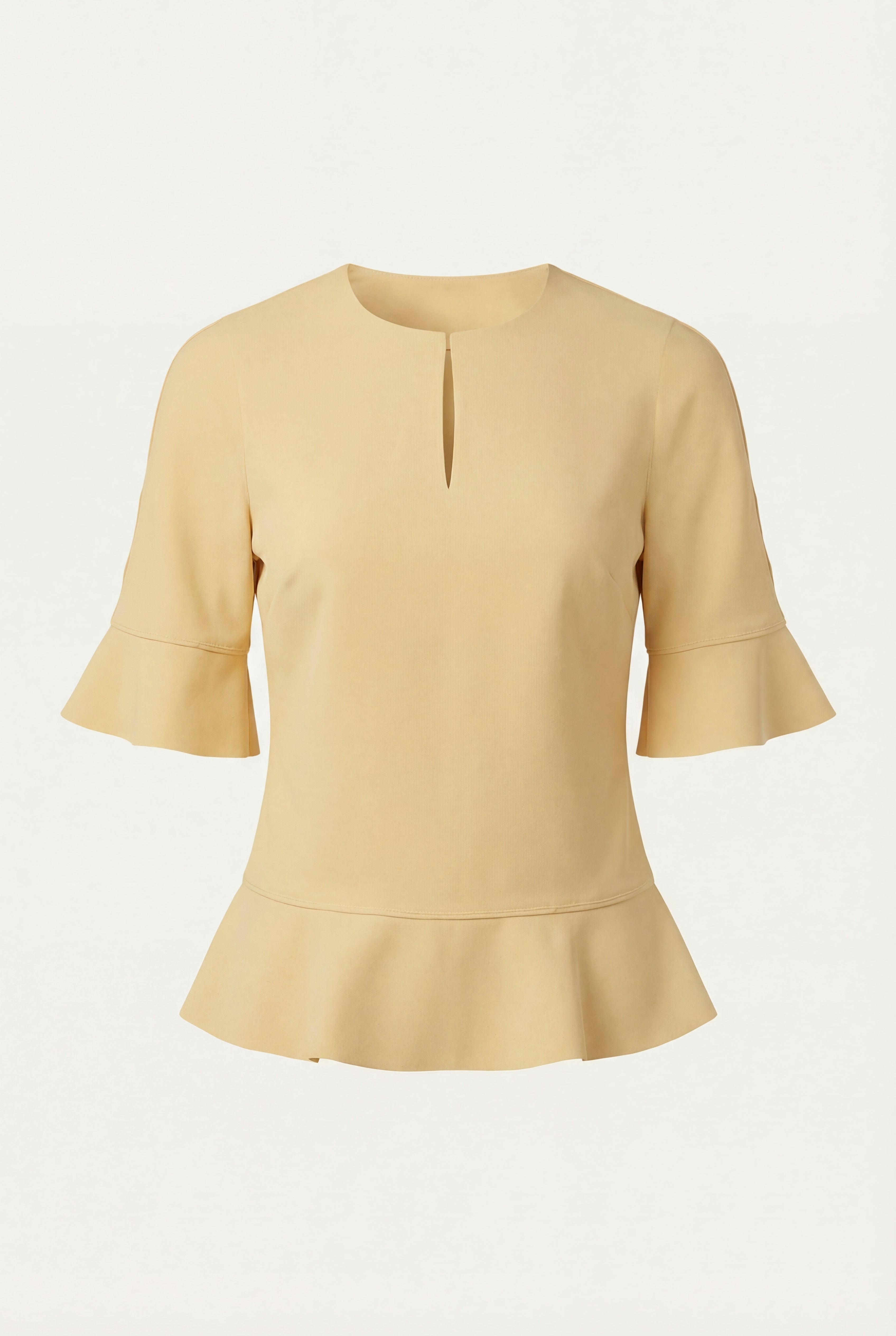 Laser-Cut Volant Blouse - Honey Sand