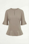 Laser-Cut Volant Blouse - Soft Silver