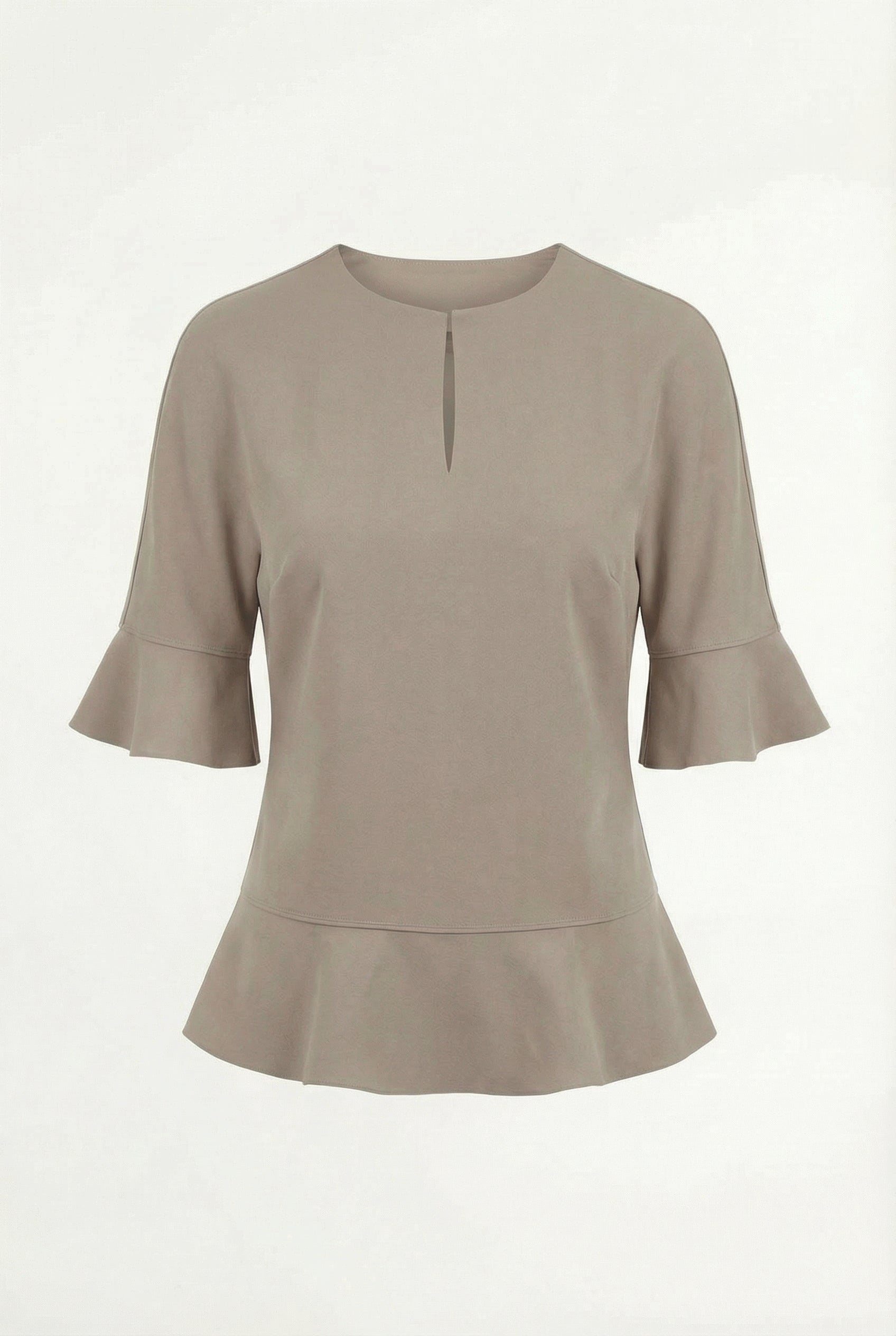 Laser-Cut Volant Blouse - Soft Silver