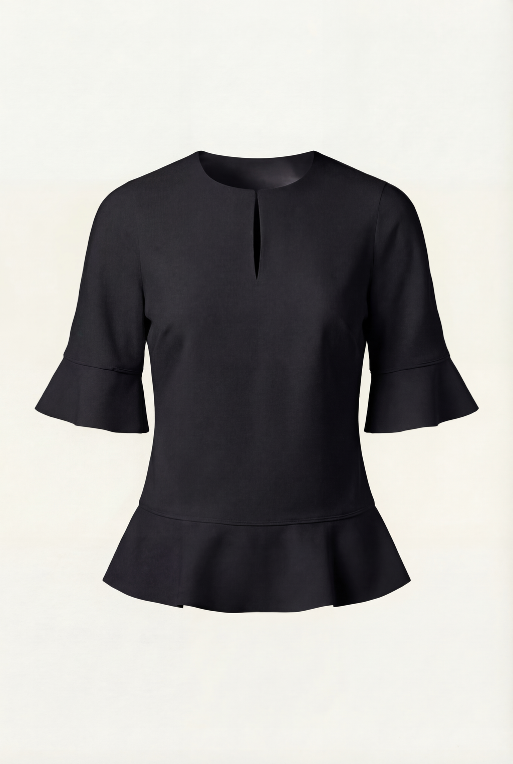 Laser-Cut Volant Blouse - Noir