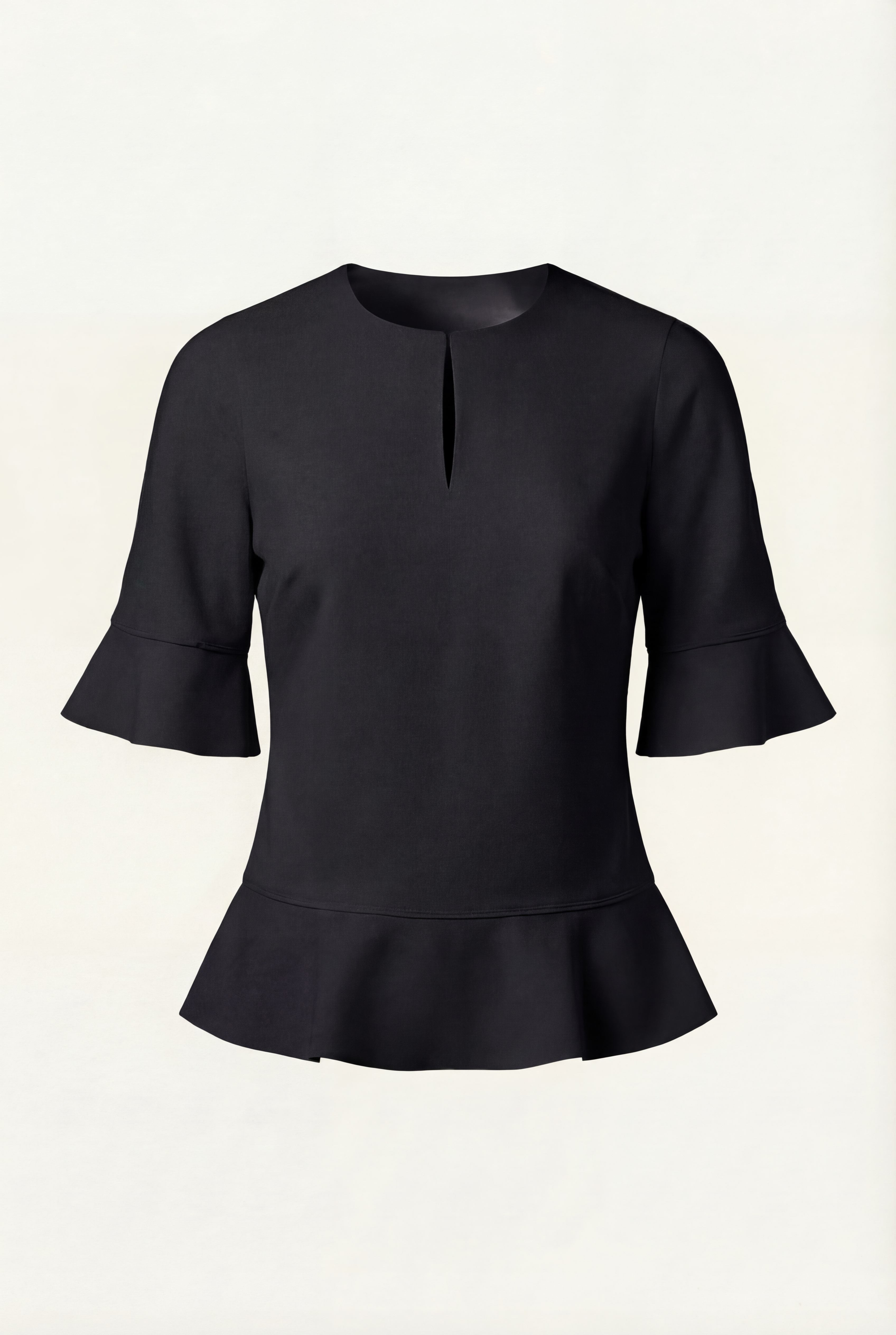 Laser-Cut Volant Blouse - Noir