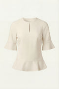 Laser-Cut Volant Blouse - Ivory