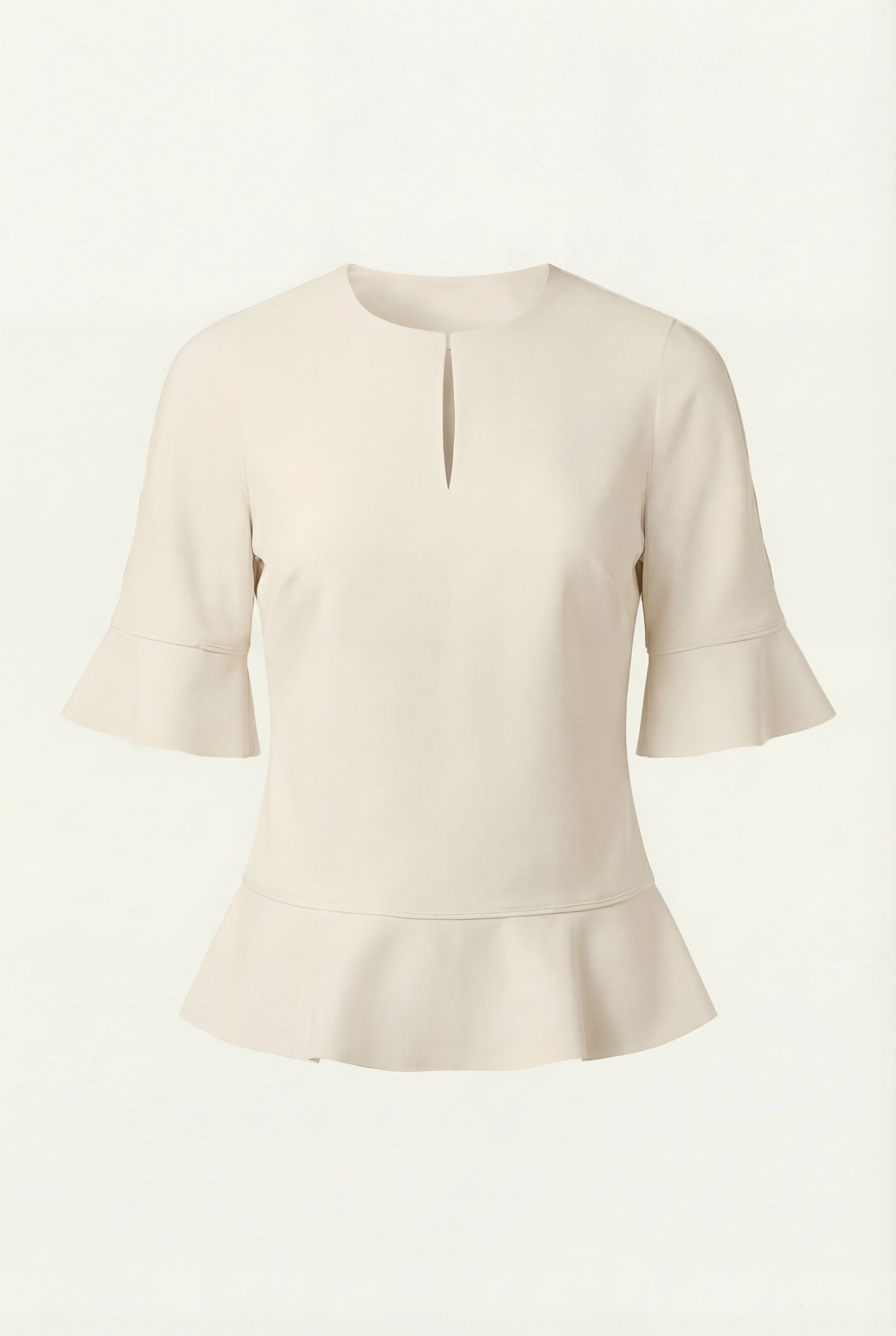 Laser-Cut Volant Blouse - Ivory