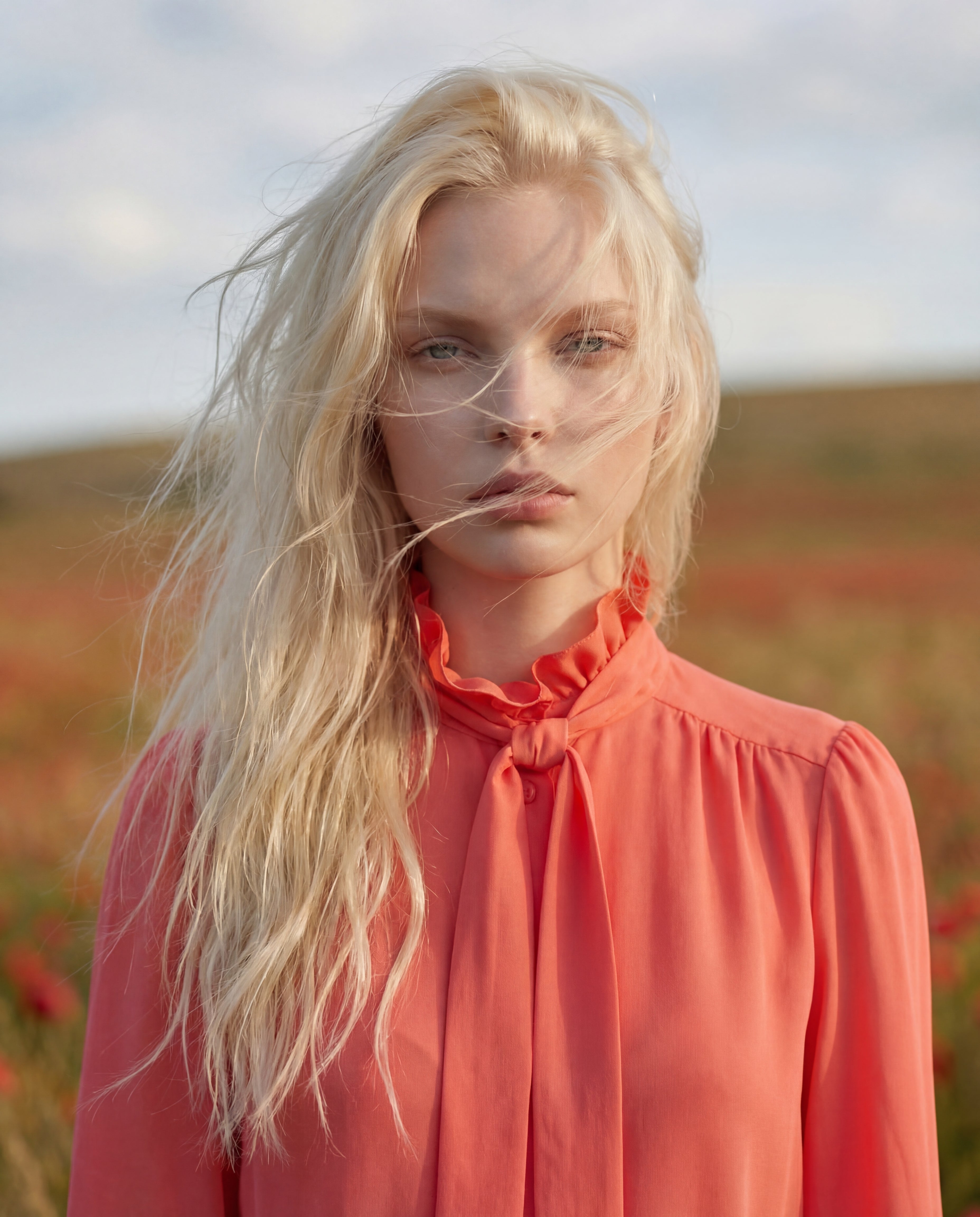 Avelin Blouse - Coral Red